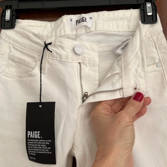 Paige Verdugo Ankle w/Raw Hem Distressed Optic White Women Pants, SZ 23, NWT - Picture 11 of 12